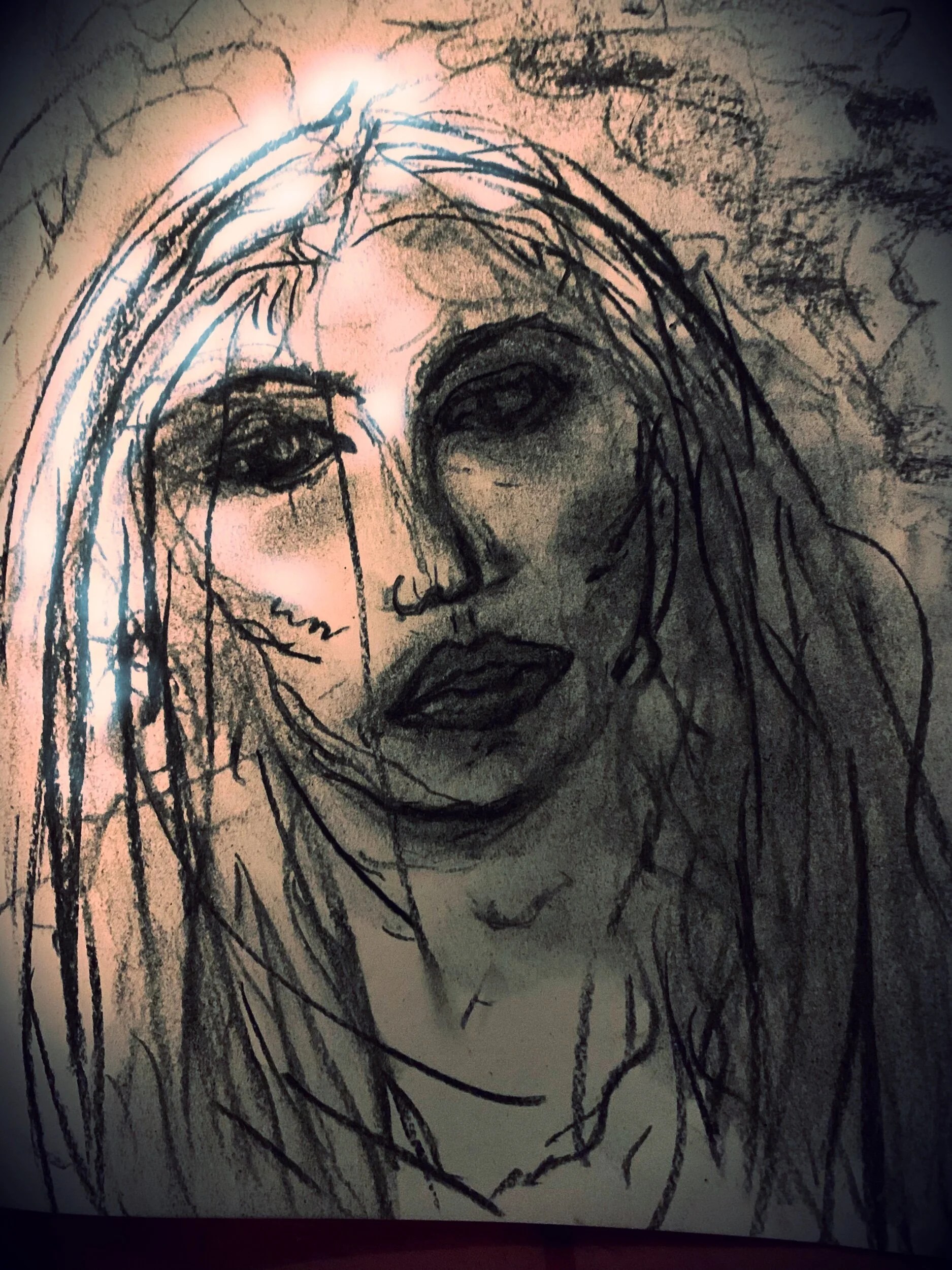  Mood self portrait using Willow charcoal. 